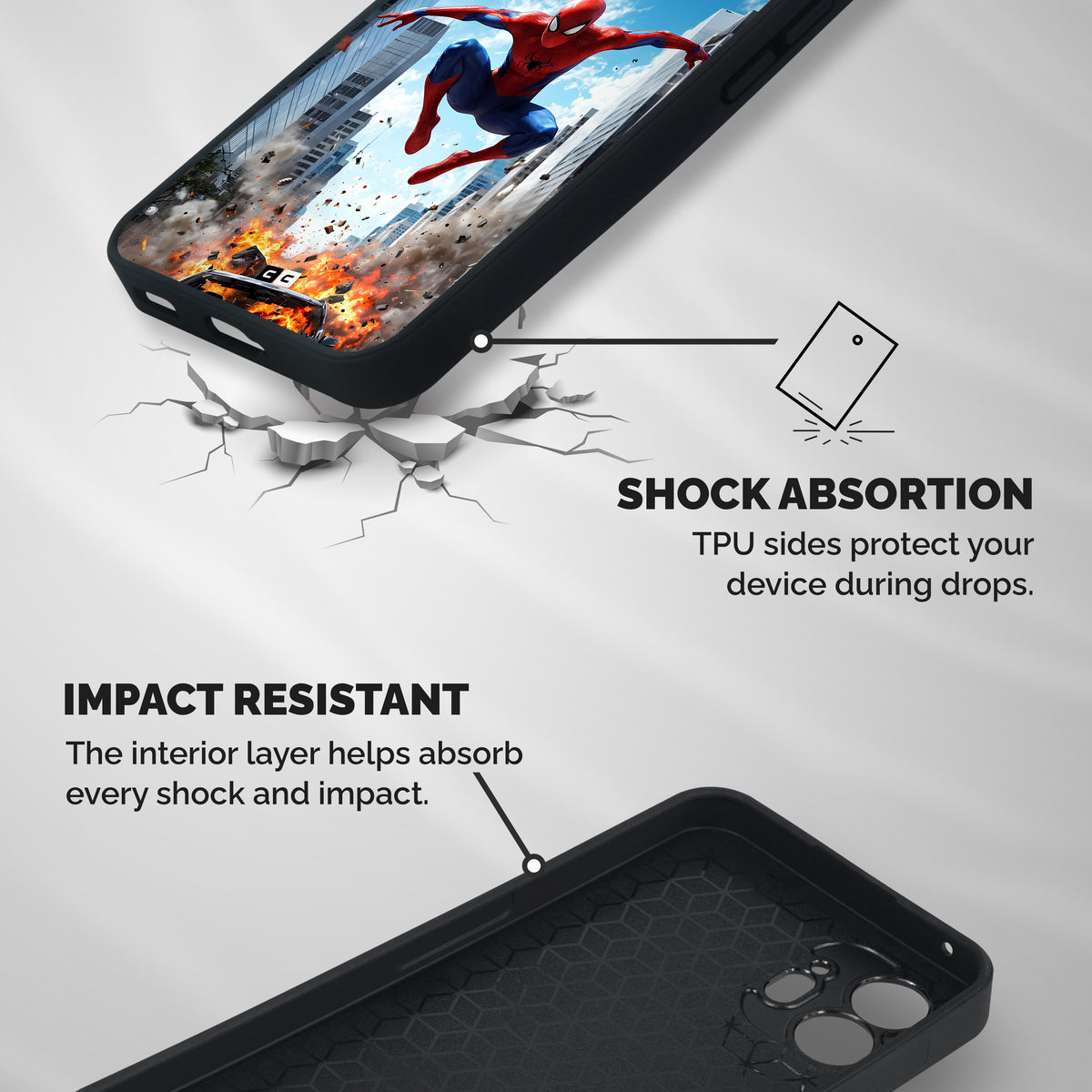 Spider Man City Blast Shockproof Hybrid Protection (Metal + TPU) Back Case Cover