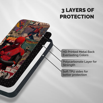 Spider Man Comic Legacy Shockproof Hybrid Protection (Metal + TPU) Back Case Cover