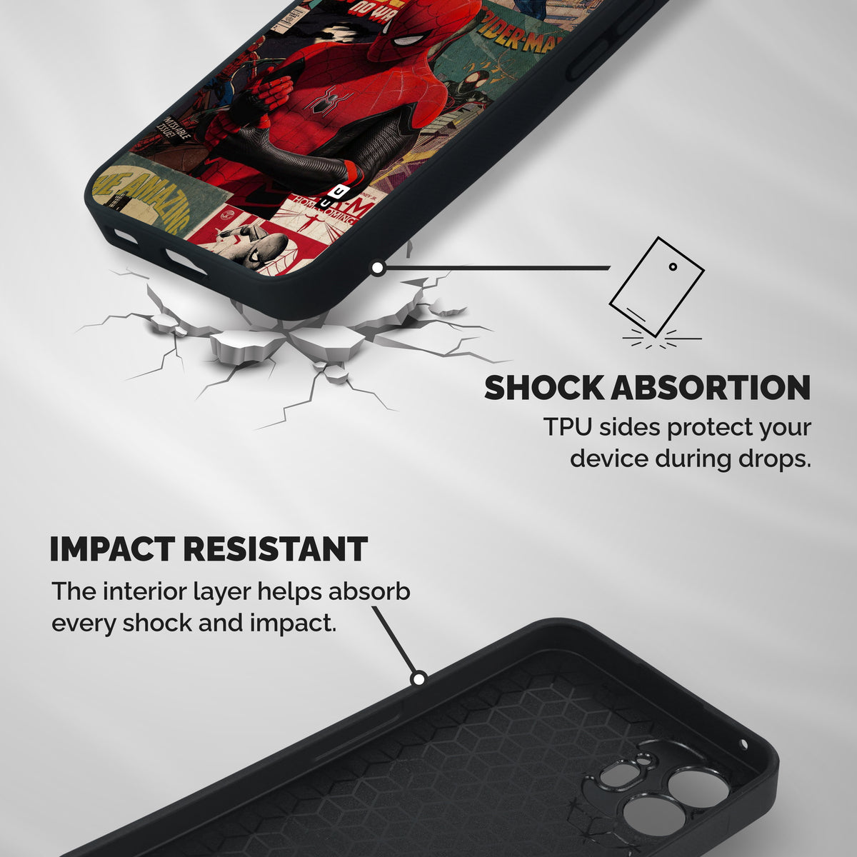 Spider Man Comic Legacy Shockproof Hybrid Protection (Metal + TPU) Back Case Cover