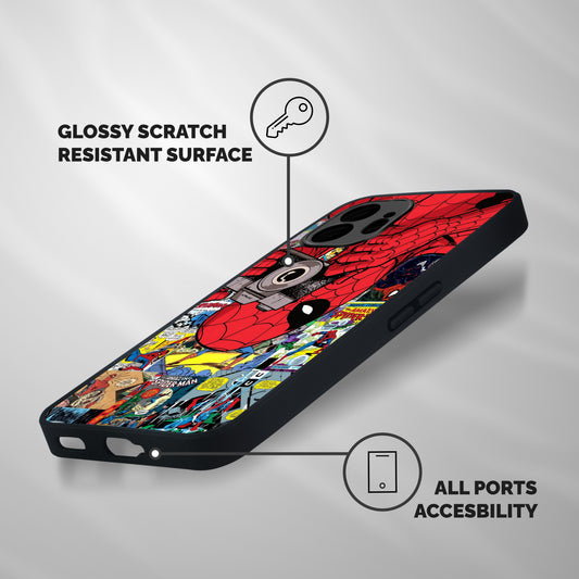 Spider Man Comic Snap Shockproof Hybrid Protection (Metal + TPU) Back Case Cover