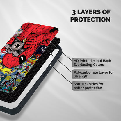 Spider Man Comic Snap Shockproof Hybrid Protection (Metal + TPU) Back Case Cover