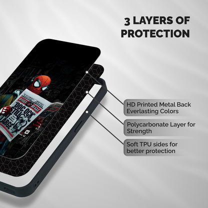 Spider Man Daily Bugle Shockproof Hybrid Protection (Metal + TPU) Back Case Cover