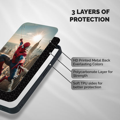 Spider Man Empire Swing Shockproof Hybrid Protection (Metal + TPU) Back Case Cover