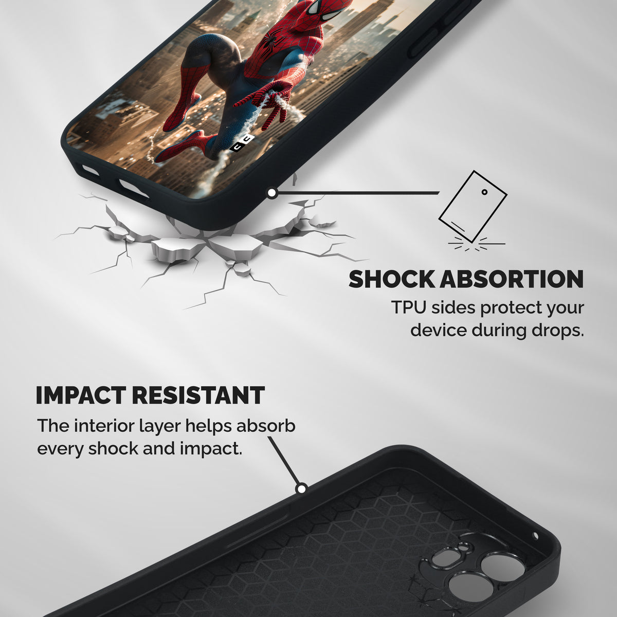 Spider Man Empire Swing Shockproof Hybrid Protection (Metal + TPU) Back Case Cover