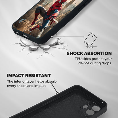 Spider Man Empire Swing Shockproof Hybrid Protection (Metal + TPU) Back Case Cover