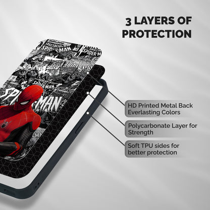 Spider Man Monochrome Marvel Shockproof Hybrid Protection (Metal + TPU) Back Case Cover