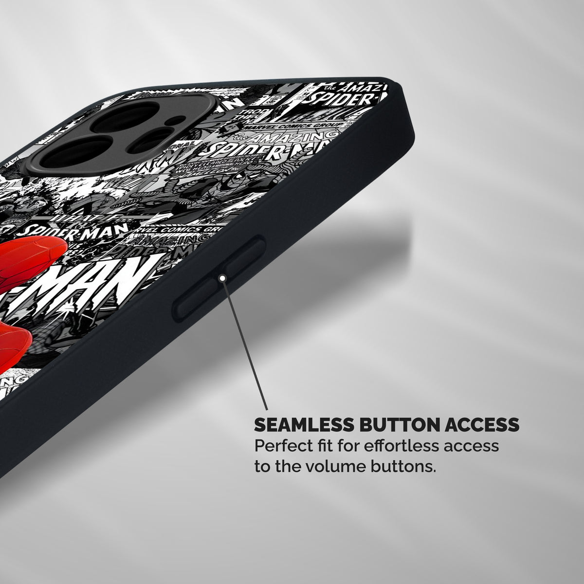 Spider Man Monochrome Marvel Shockproof Hybrid Protection (Metal + TPU) Back Case Cover
