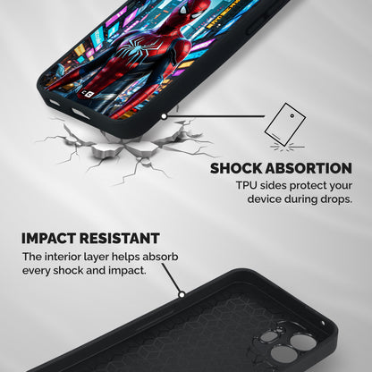 Spider Man Neon Sentinel Shockproof Hybrid Protection (Metal + TPU) Back Case Cover