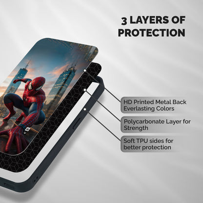 Spider Man Skyline Stance Shockproof Hybrid Protection (Metal + TPU) Back Case Cover