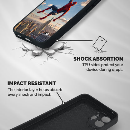 Spider Man Skyline Swing Shockproof Hybrid Protection (Metal + TPU) Back Case Cover