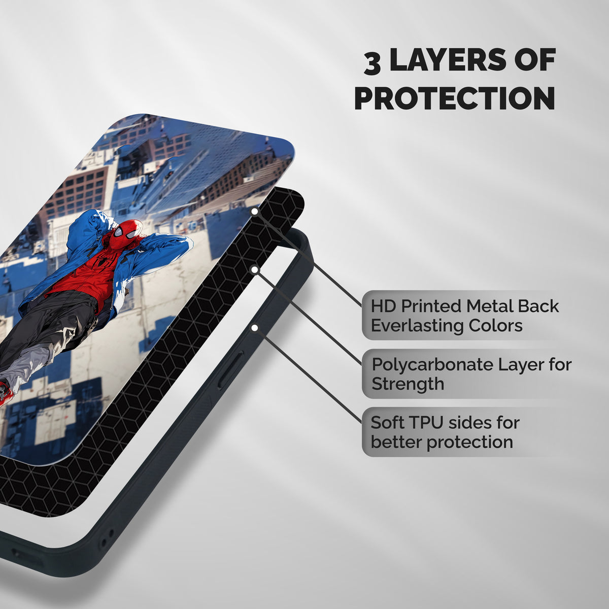 Spider Man Sneaker Vibe Shockproof Hybrid Protection (Metal + TPU) Back Case Cover