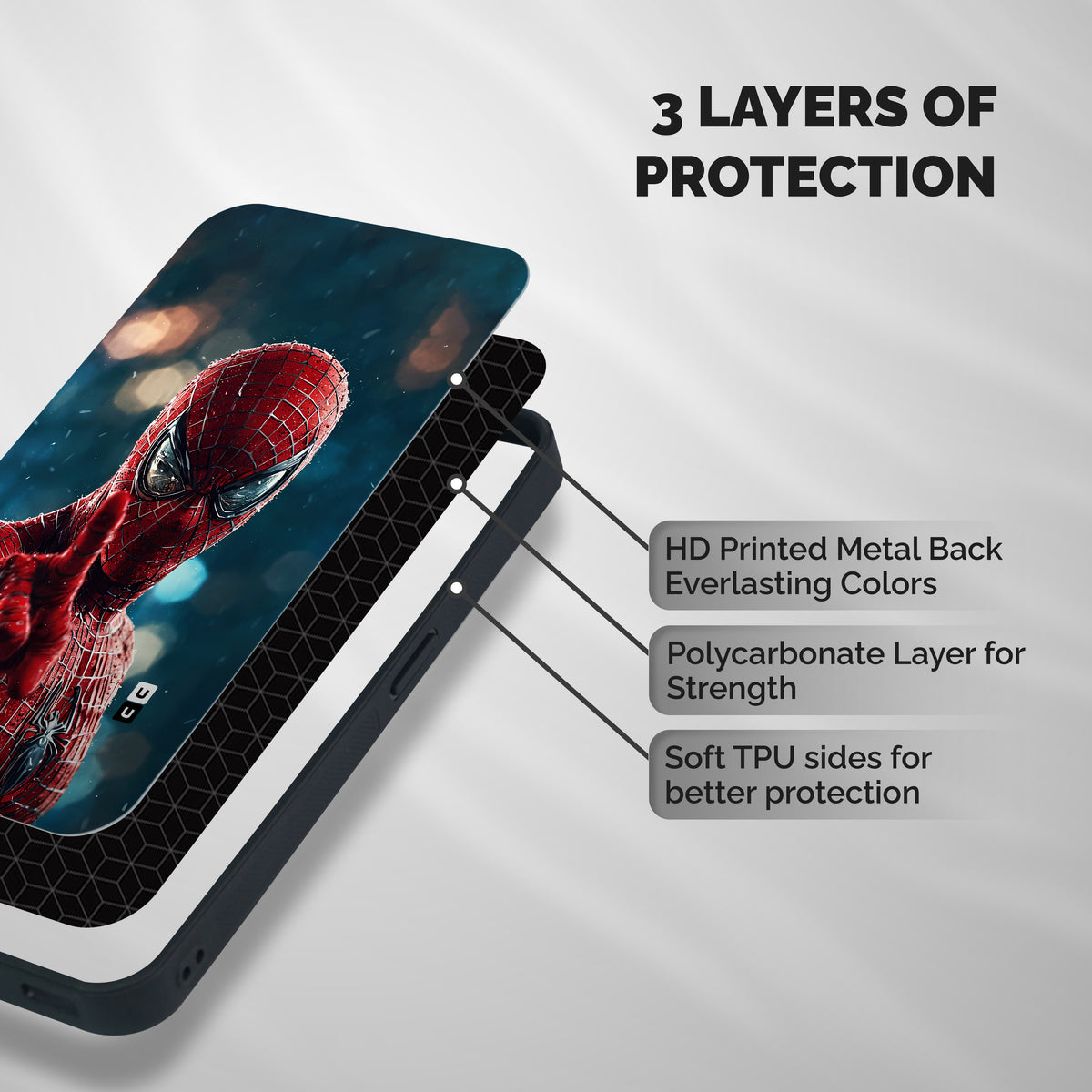 Spider Man Target Lock Shockproof Hybrid Protection (Metal + TPU) Back Case Cover