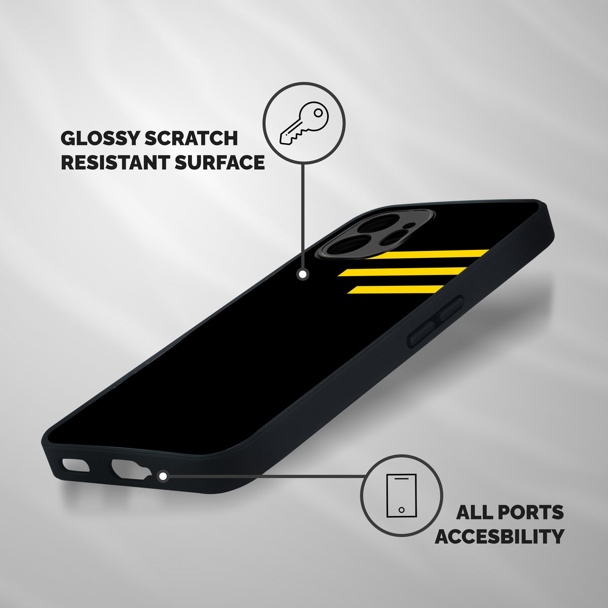 Sports Yellow Stripes Shockproof Hybrid Protection (Metal + TPU) Back Case Cover