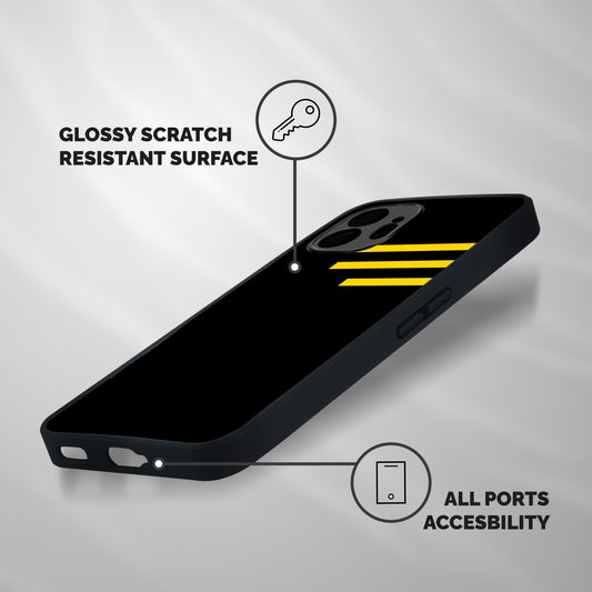 Sports Yellow Stripes Shockproof Hybrid Protection (Metal + TPU) Back Case Cover