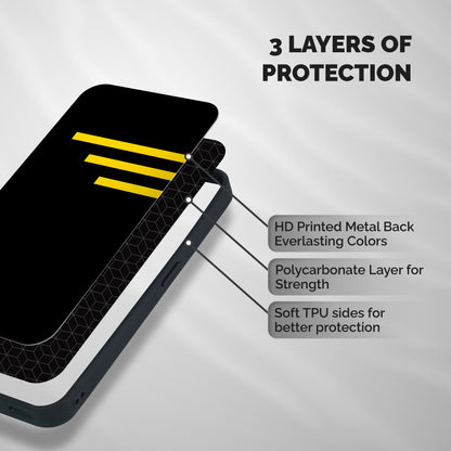 Sports Yellow Stripes Shockproof Hybrid Protection (Metal + TPU) Back Case Cover