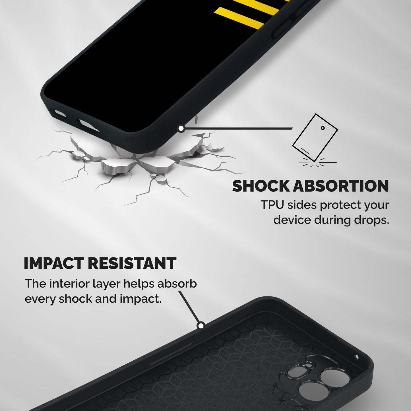 Sports Yellow Stripes Shockproof Hybrid Protection (Metal + TPU) Back Case Cover