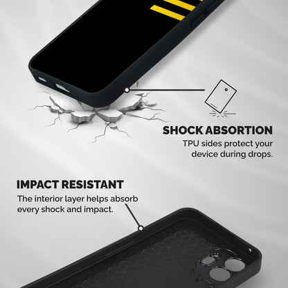 Sports Yellow Stripes Shockproof Hybrid Protection (Metal + TPU) Back Case Cover