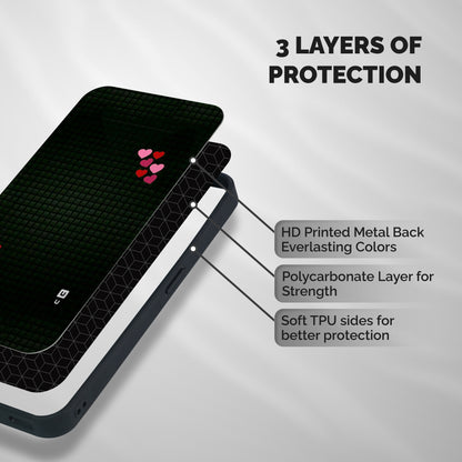 Square and Hearts Shockproof Hybrid Protection (Metal + TPU) Back Case Cover