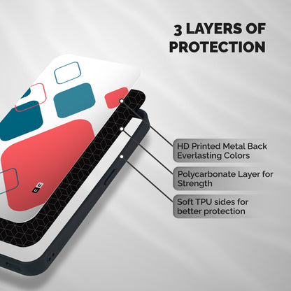 Square Pattern Beautiful Abstract Shockproof Hybrid Protection (Metal + TPU) Back Case Cover