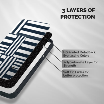 Square  Stripes Shockproof Hybrid Protection (Metal + TPU) Back Case Cover