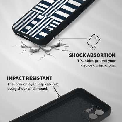 Square  Stripes Shockproof Hybrid Protection (Metal + TPU) Back Case Cover