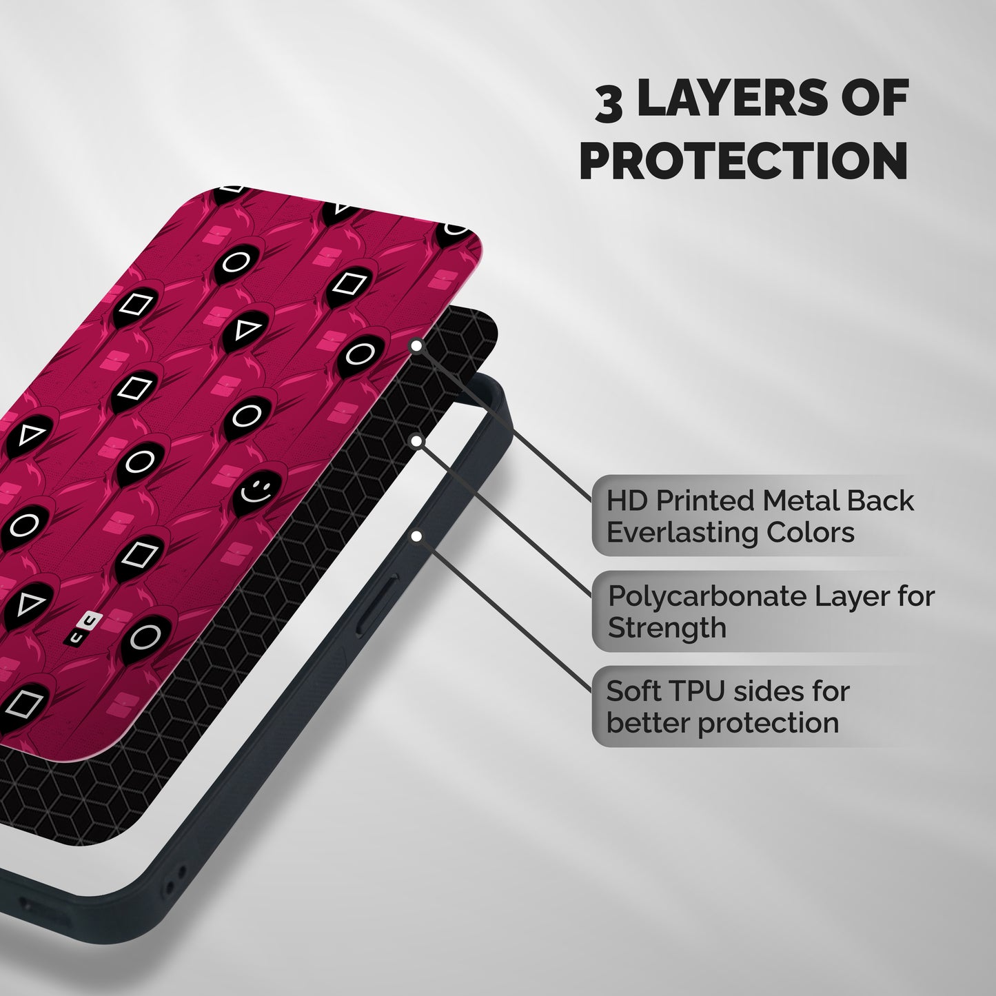 Squid Gamers Pattern Shockproof Hybrid Protection (Metal + TPU) Back Case Cover