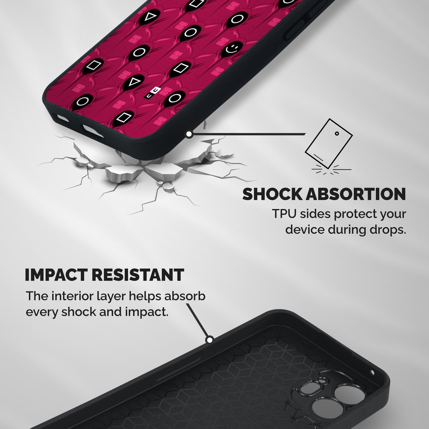 Squid Gamers Pattern Shockproof Hybrid Protection (Metal + TPU) Back Case Cover