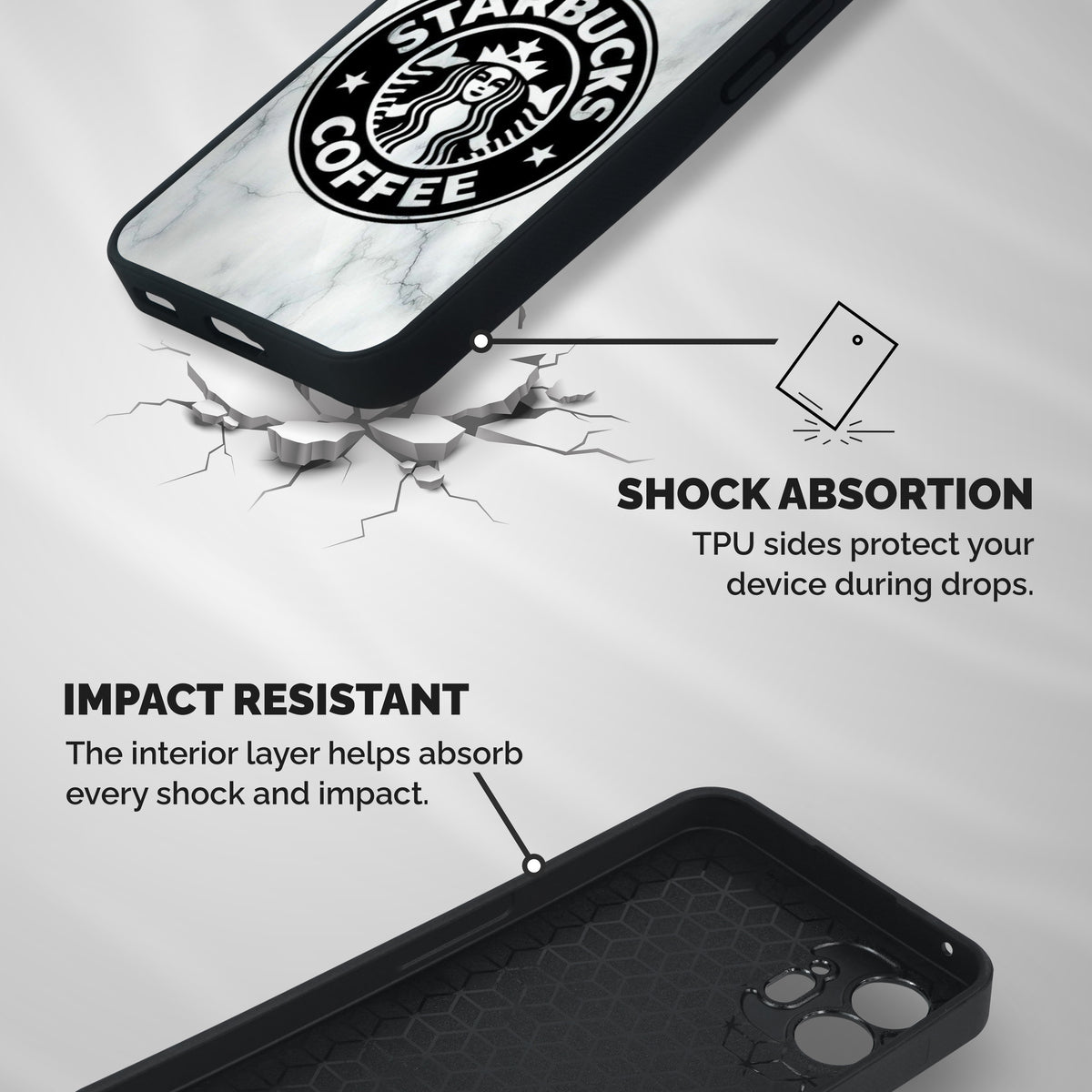 StarBuck Marble Shockproof Hybrid Protection (Metal + TPU) Back Case Cover