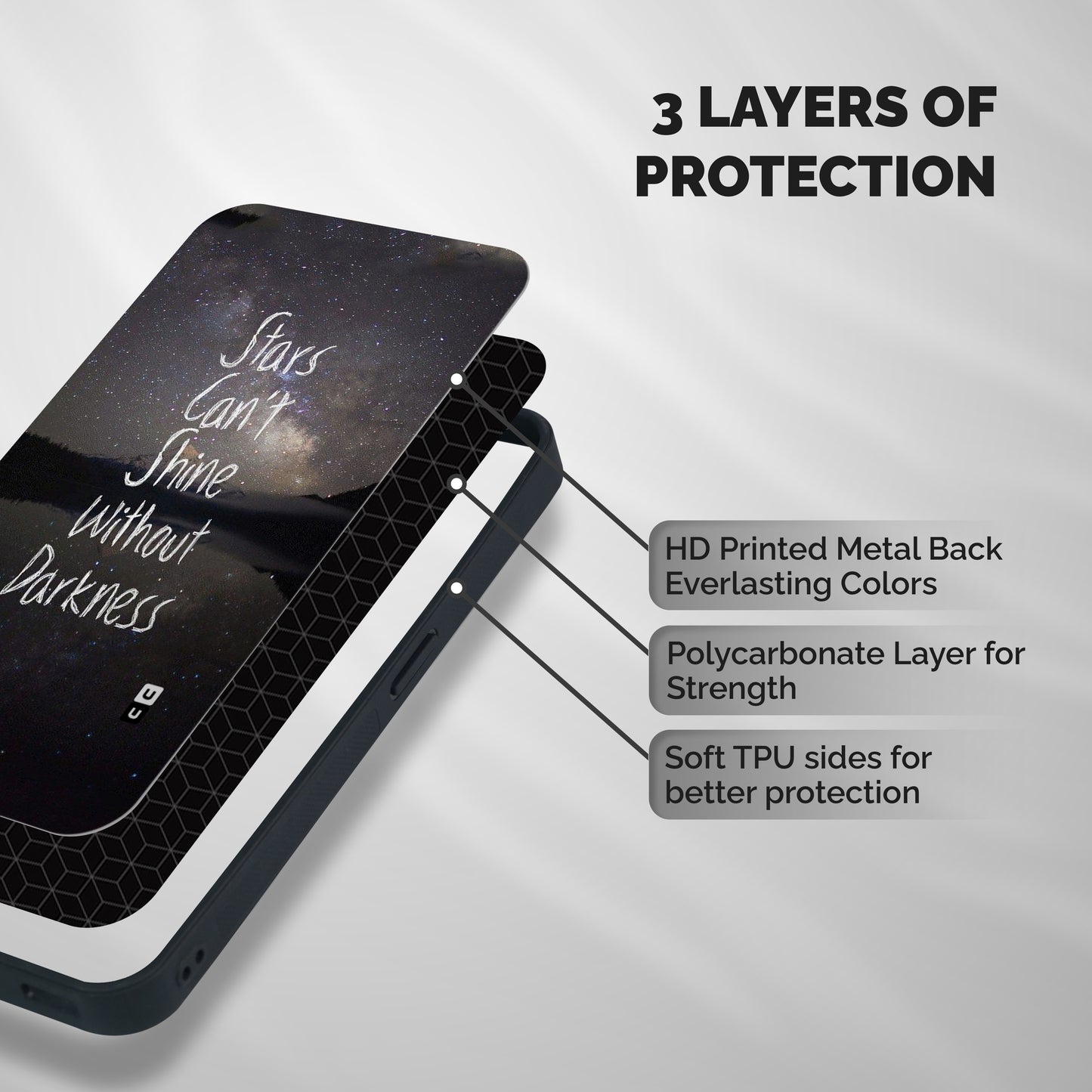 Stars Shine Shockproof Hybrid Protection (Metal + TPU) Back Case Cover