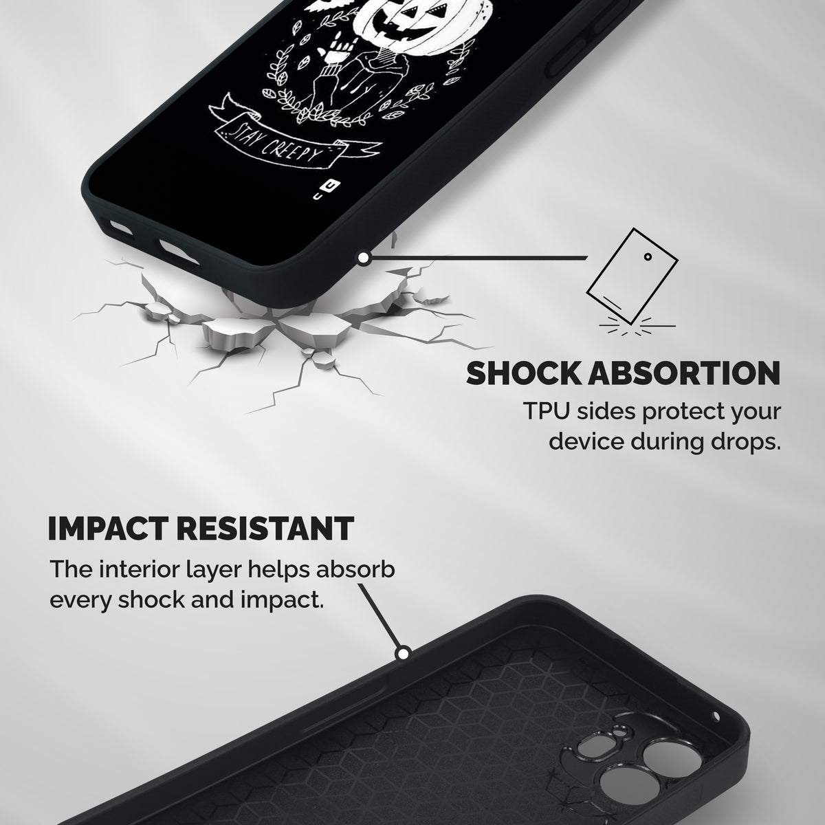 Stay Creepy Shockproof Hybrid Protection (Metal + TPU) Back Case Cover