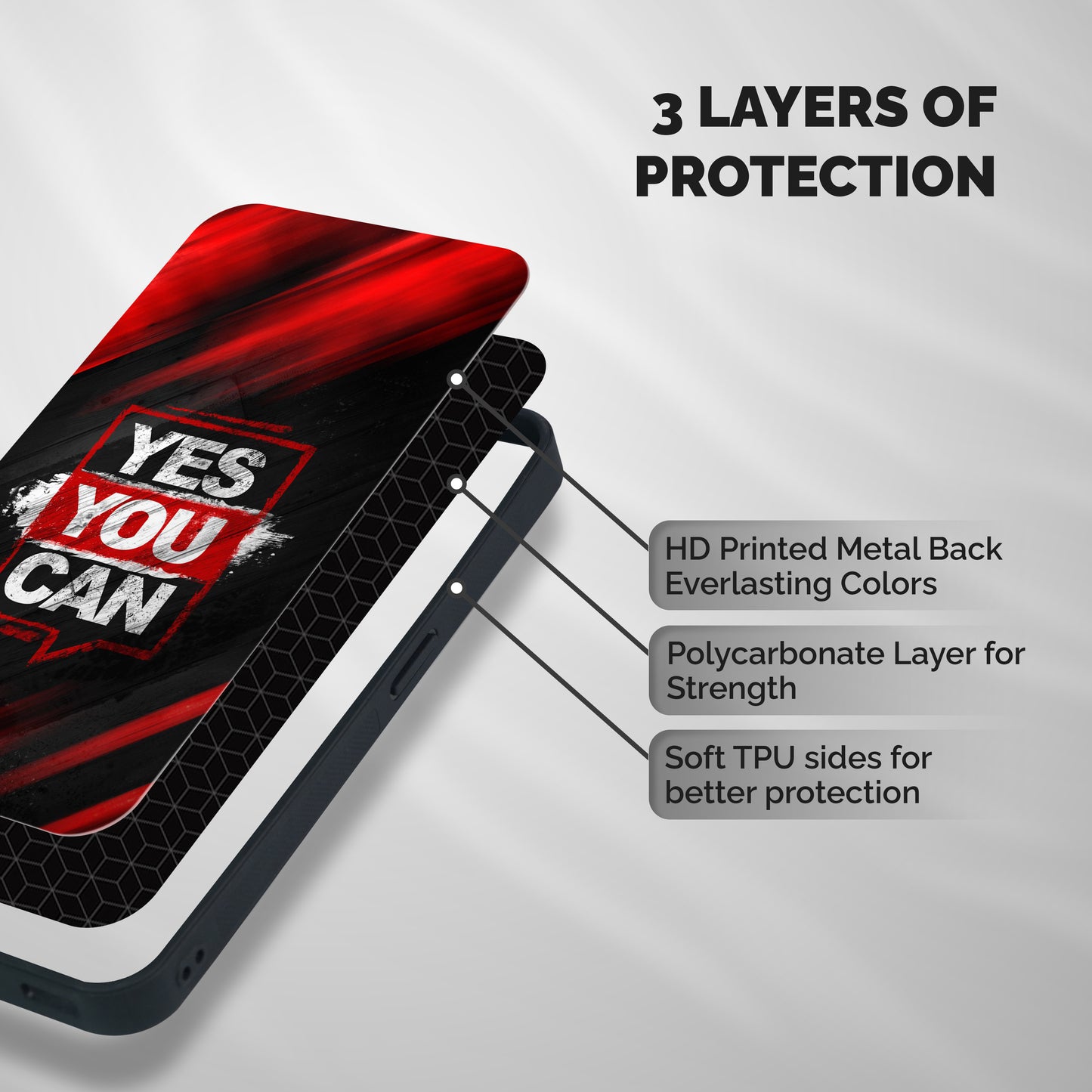 Stay Motivated Shockproof Hybrid Protection (Metal + TPU) Back Case Cover