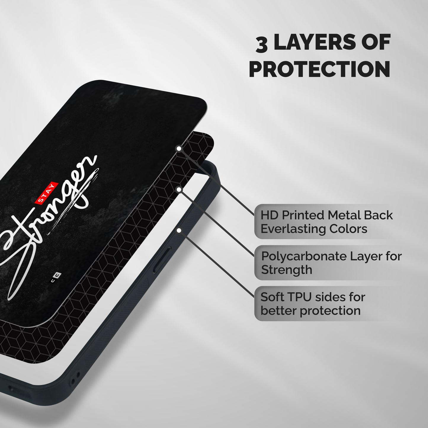 Stay Stronger Shockproof Hybrid Protection (Metal + TPU) Back Case Cover