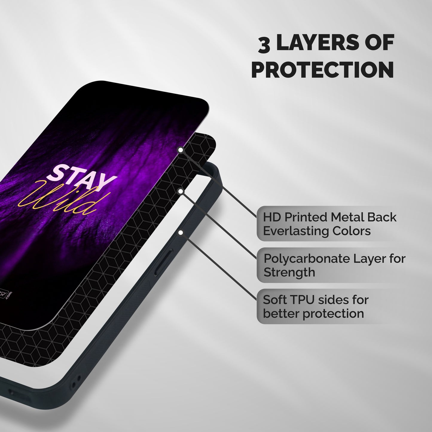 Stay Wild Shockproof Hybrid Protection (Metal + TPU) Back Case Cover