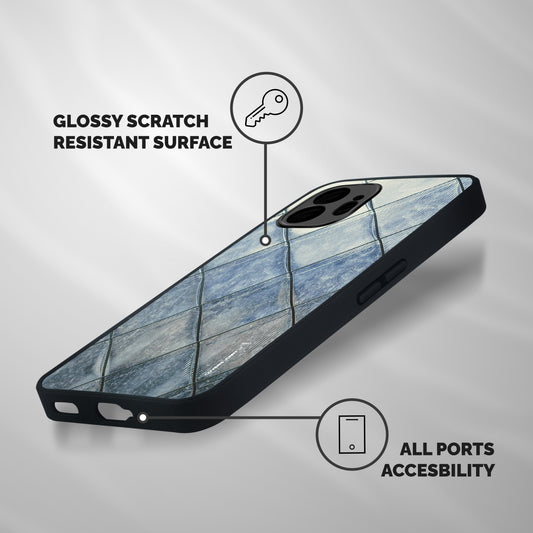 Steel Blue Pattern Shockproof Hybrid Protection (Metal + TPU) Back Case Cover