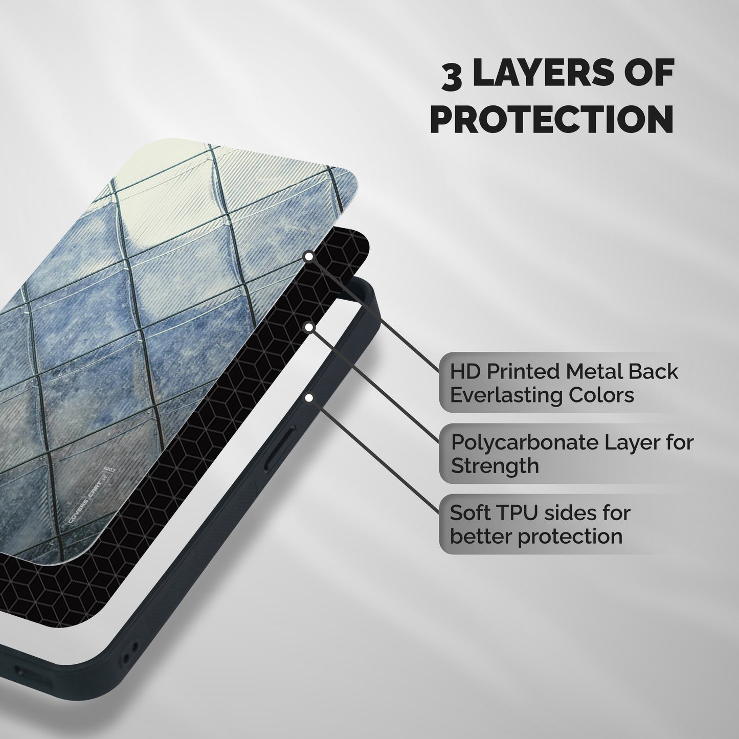 Steel Blue Pattern Shockproof Hybrid Protection (Metal + TPU) Back Case Cover