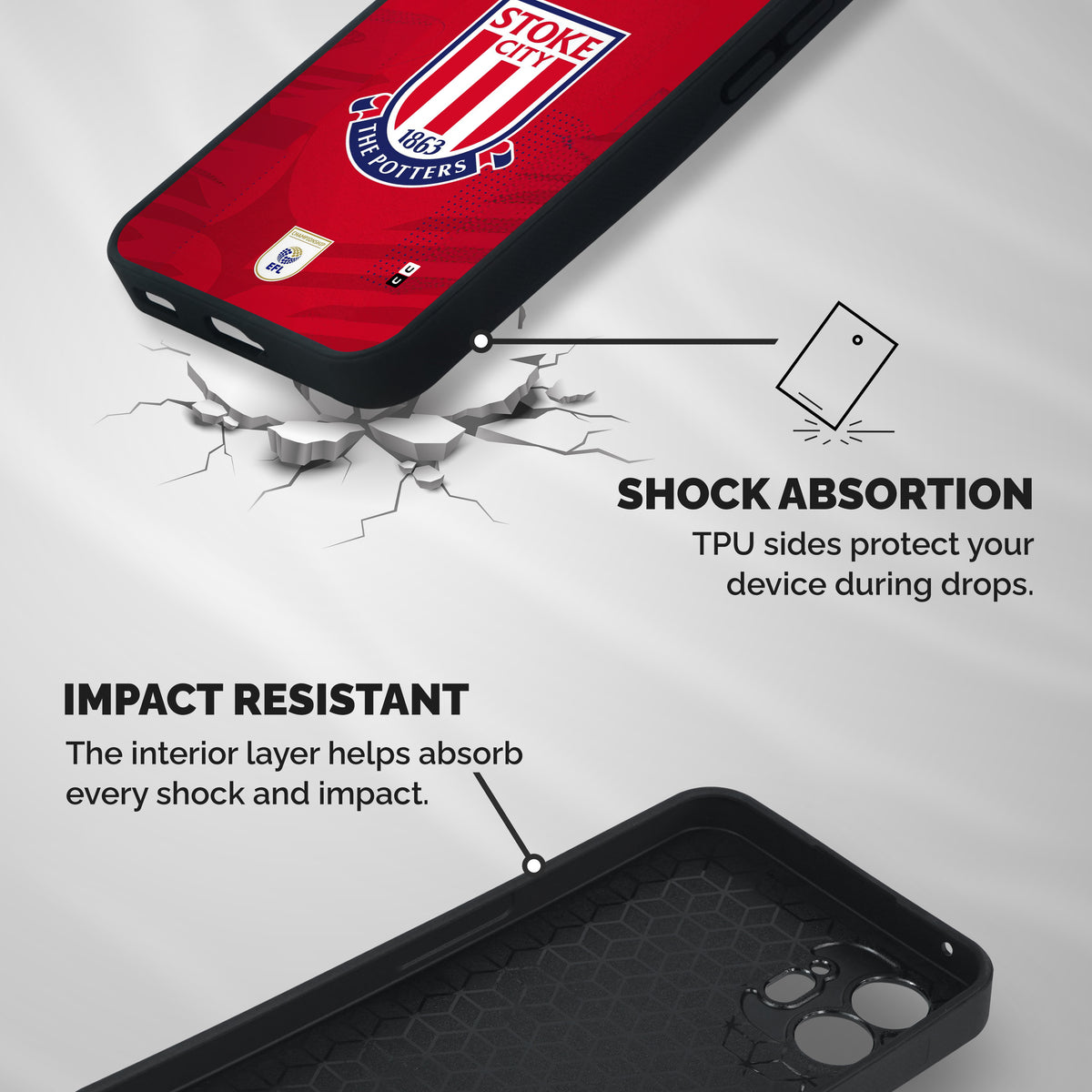Stoke City Shockproof Hybrid Protection (Metal + TPU) Back Case Cover