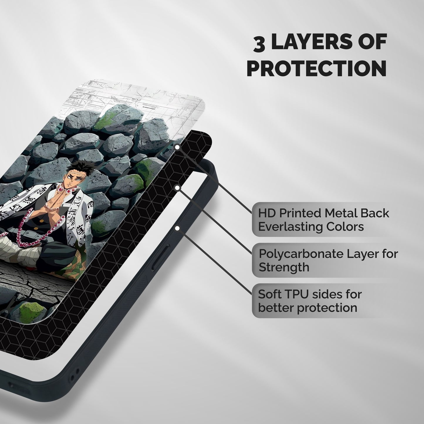 Stone Hashira Shockproof Hybrid Protection (Metal + TPU) Back Case Cover