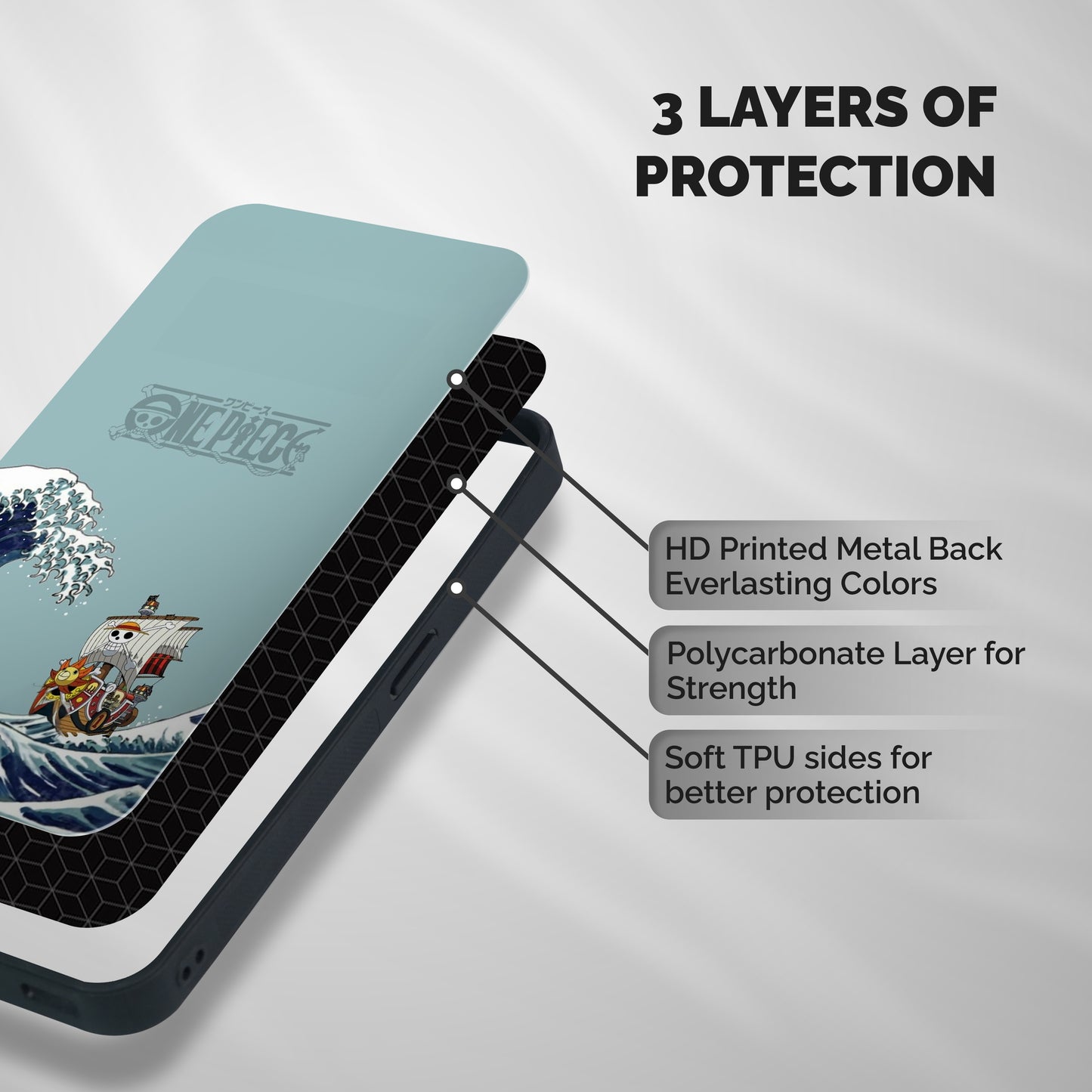 Straw Hat Pirates Ship Shockproof Hybrid Protection (Metal + TPU) Back Case Cover