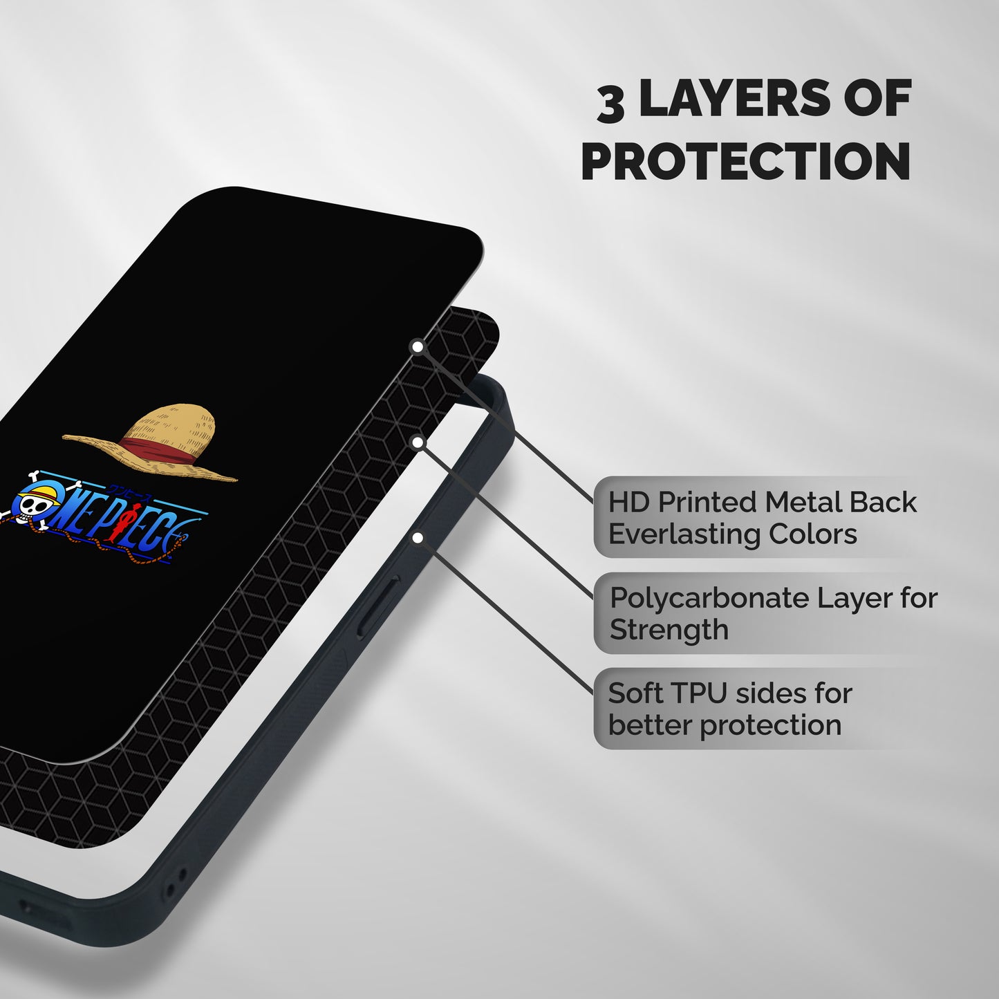 Straw Hat Shockproof Hybrid Protection (Metal + TPU) Back Case Cover