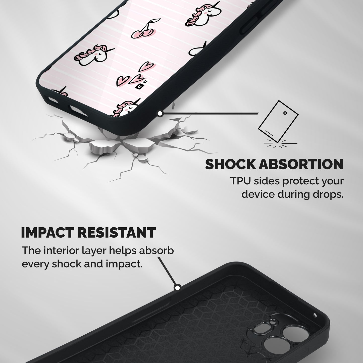 Strawberries And Unicorns Shockproof Hybrid Protection (Metal + TPU) Back Case Cover
