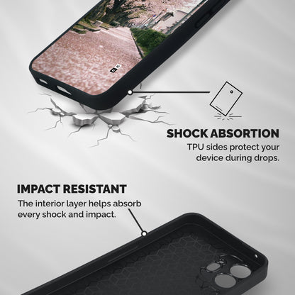 Street In Pink Flowers Shockproof Hybrid Protection (Metal + TPU) Back Case Cover