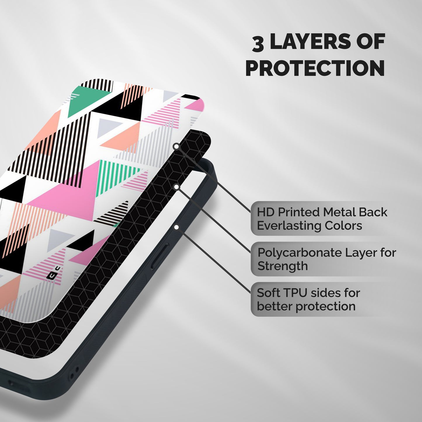 Stripes Abstract Colors Shockproof Hybrid Protection (Metal + TPU) Back Case Cover