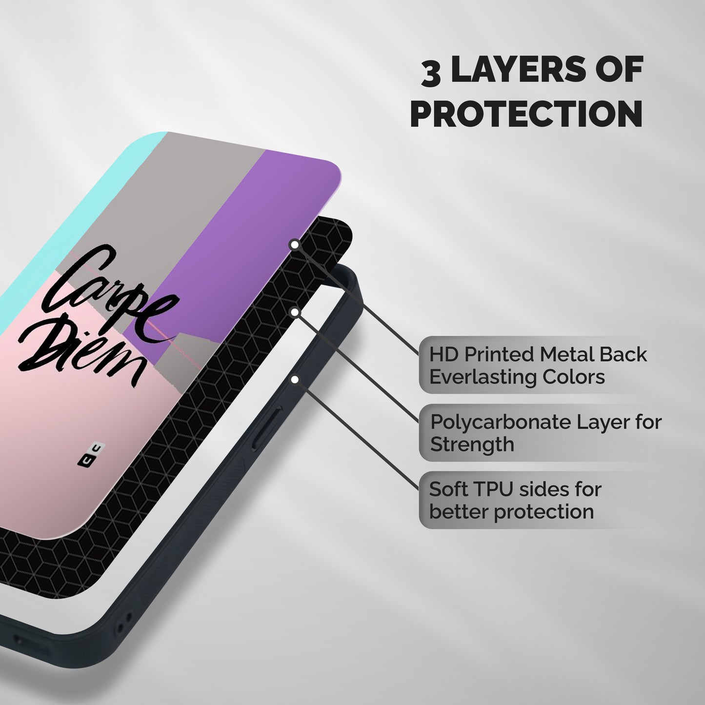Stripes Black Diem Shockproof Hybrid Protection (Metal + TPU) Back Case Cover