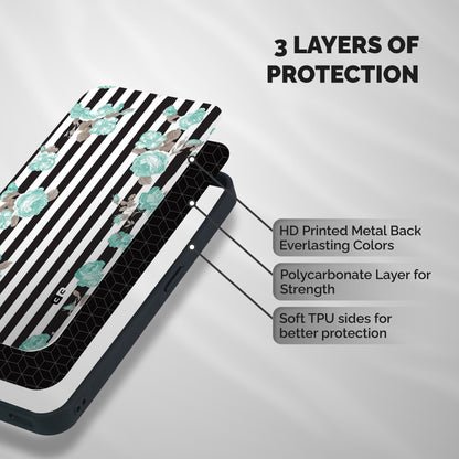 Stripes Bloom Shockproof Hybrid Protection (Metal + TPU) Back Case Cover