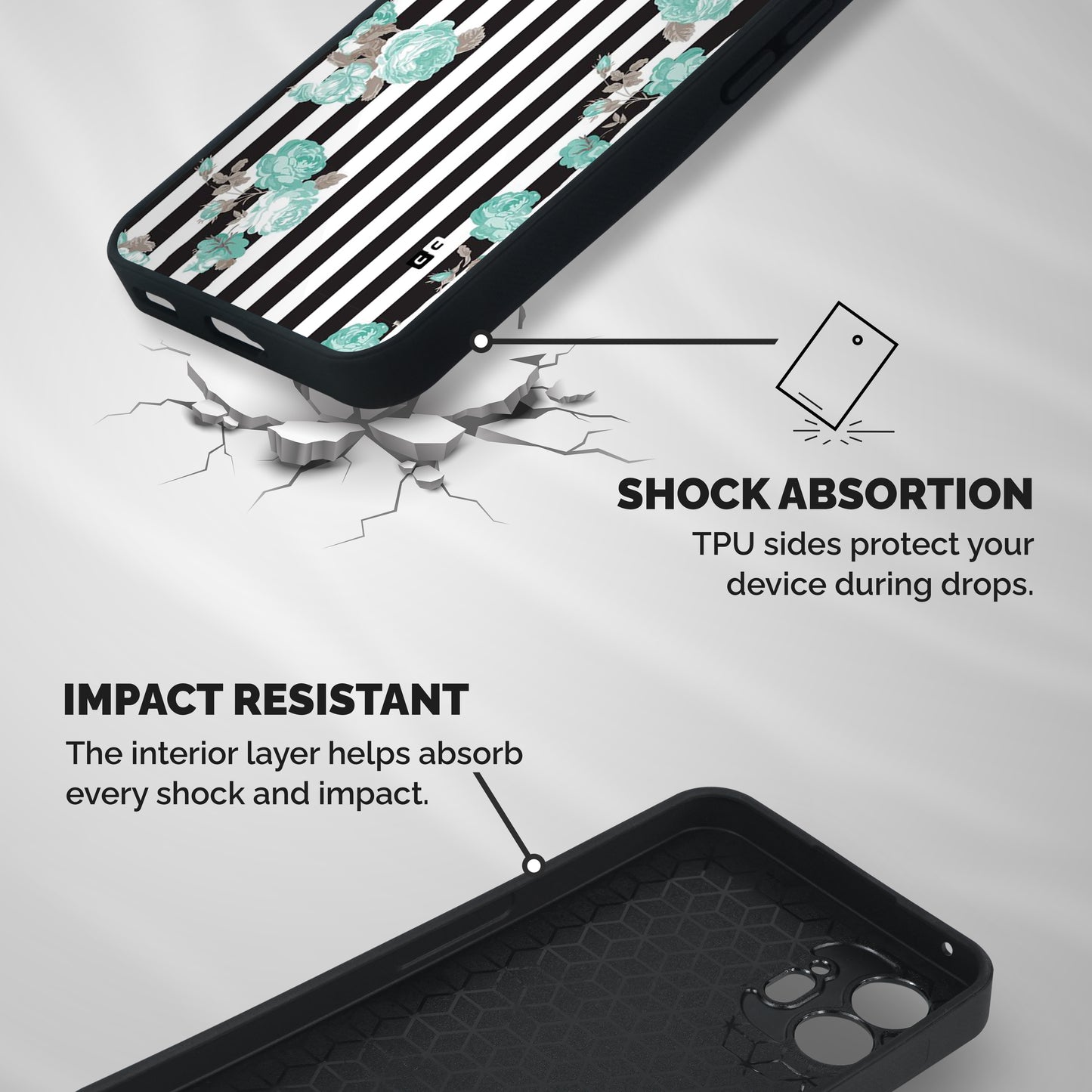 Stripes Bloom Shockproof Hybrid Protection (Metal + TPU) Back Case Cover