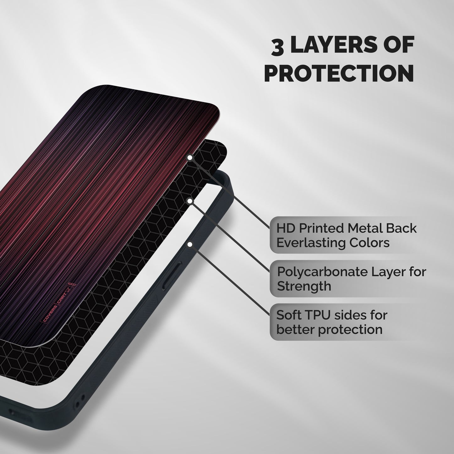 Stripes Gradiant Shockproof Hybrid Protection (Metal + TPU) Back Case Cover