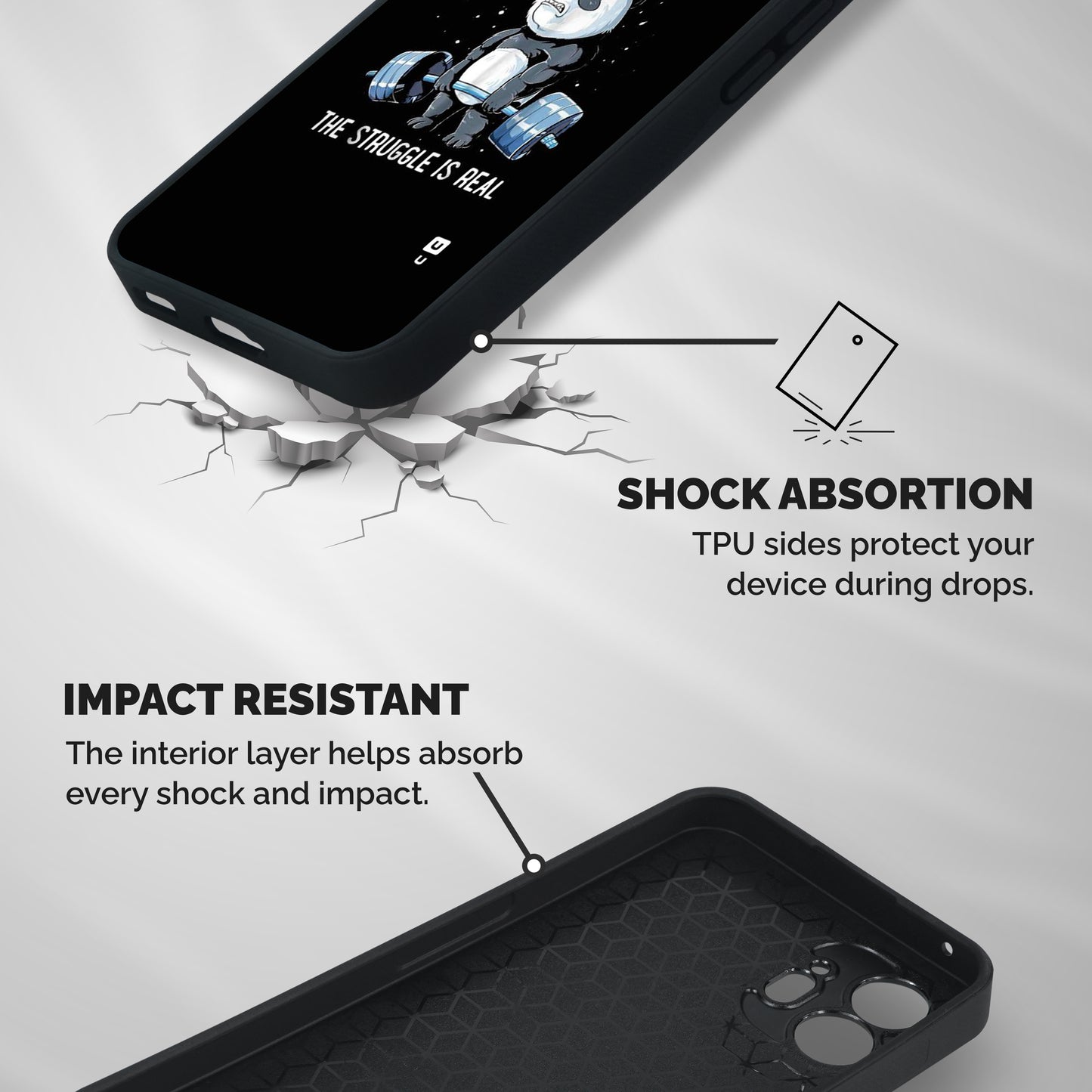 Struggle is Real Panda Shockproof Hybrid Protection (Metal + TPU) Back Case Cover