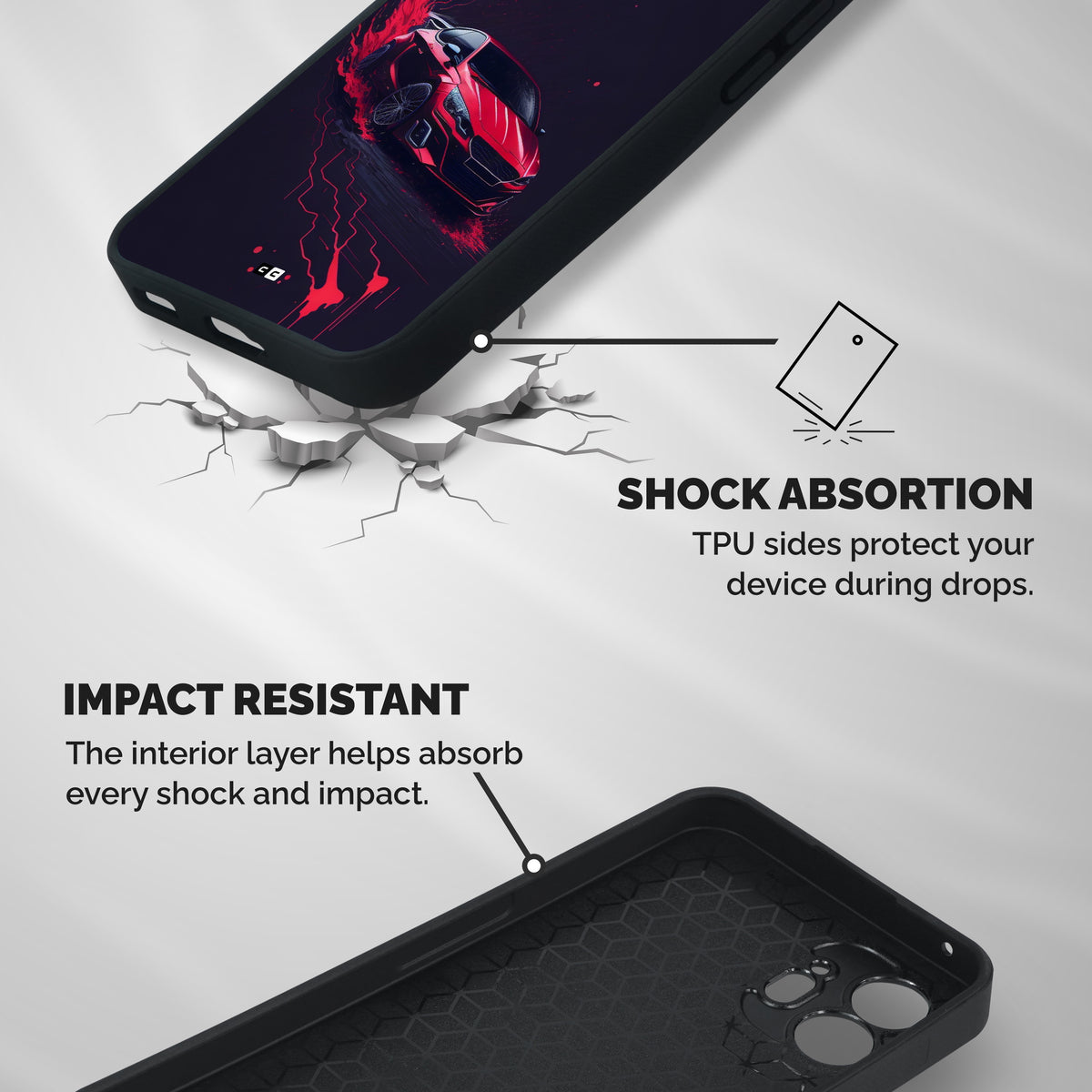 Stunning Car Shockproof Hybrid Protection (Metal + TPU) Back Case Cover