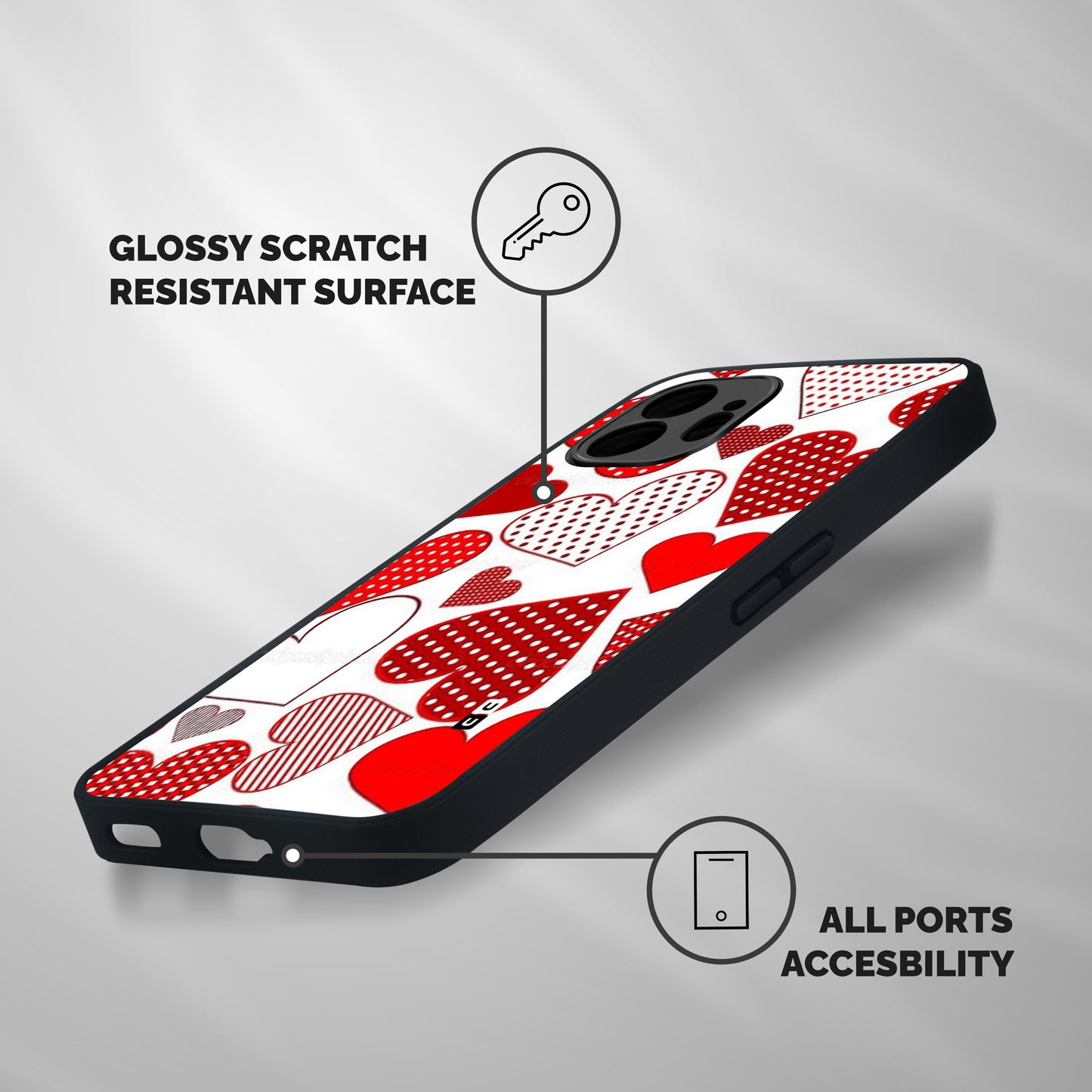 Style Hearts Shockproof Hybrid Protection (Metal + TPU) Back Case Cover
