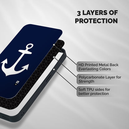 Stylish Anchor Design Shockproof Hybrid Protection (Metal + TPU) Back Case Cover